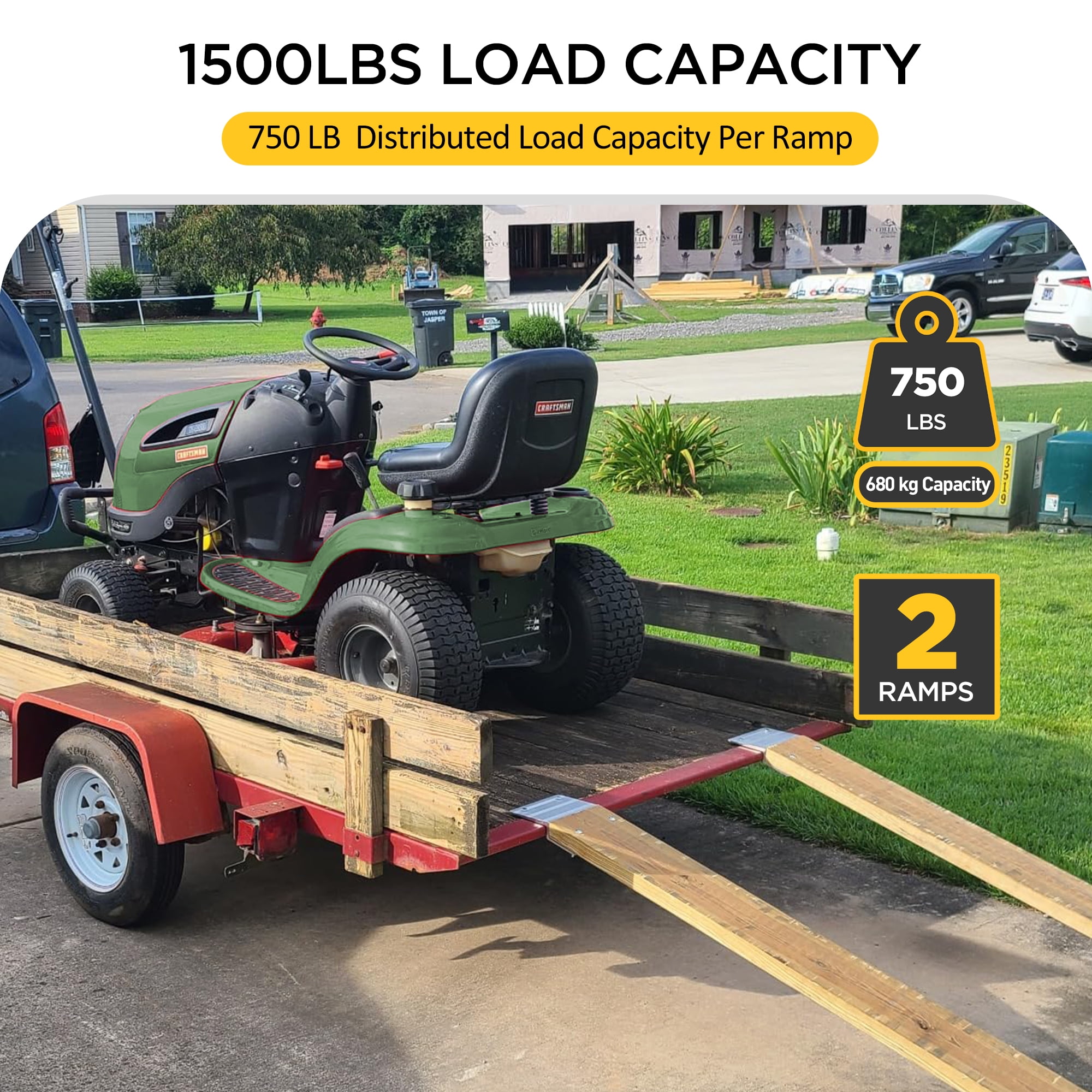 Rockland Aluminum Ramp Top Kit, Heavy-Duty 1500lb Load Capacity Ramps with 2"x8" Planks, Quickly and Safely for ATV Motorcycle Lawn Equipment Ebikes