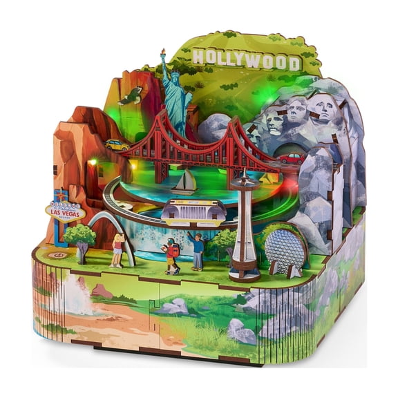 Arkitec 115-Piece US Landmarks Miniscape 3D Build Wooden Puzzle