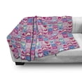 thumbnail image 3 of Love Soft Flannel Fleece Throw Blanket, Doodle Sketchy Hearts in Squares Childish Romance Girls Kids Design, Cozy Plush for Indoor and Outdoor Use, 50" x 70", Pink Blue Cream, by Ambesonne, 3 of 6
