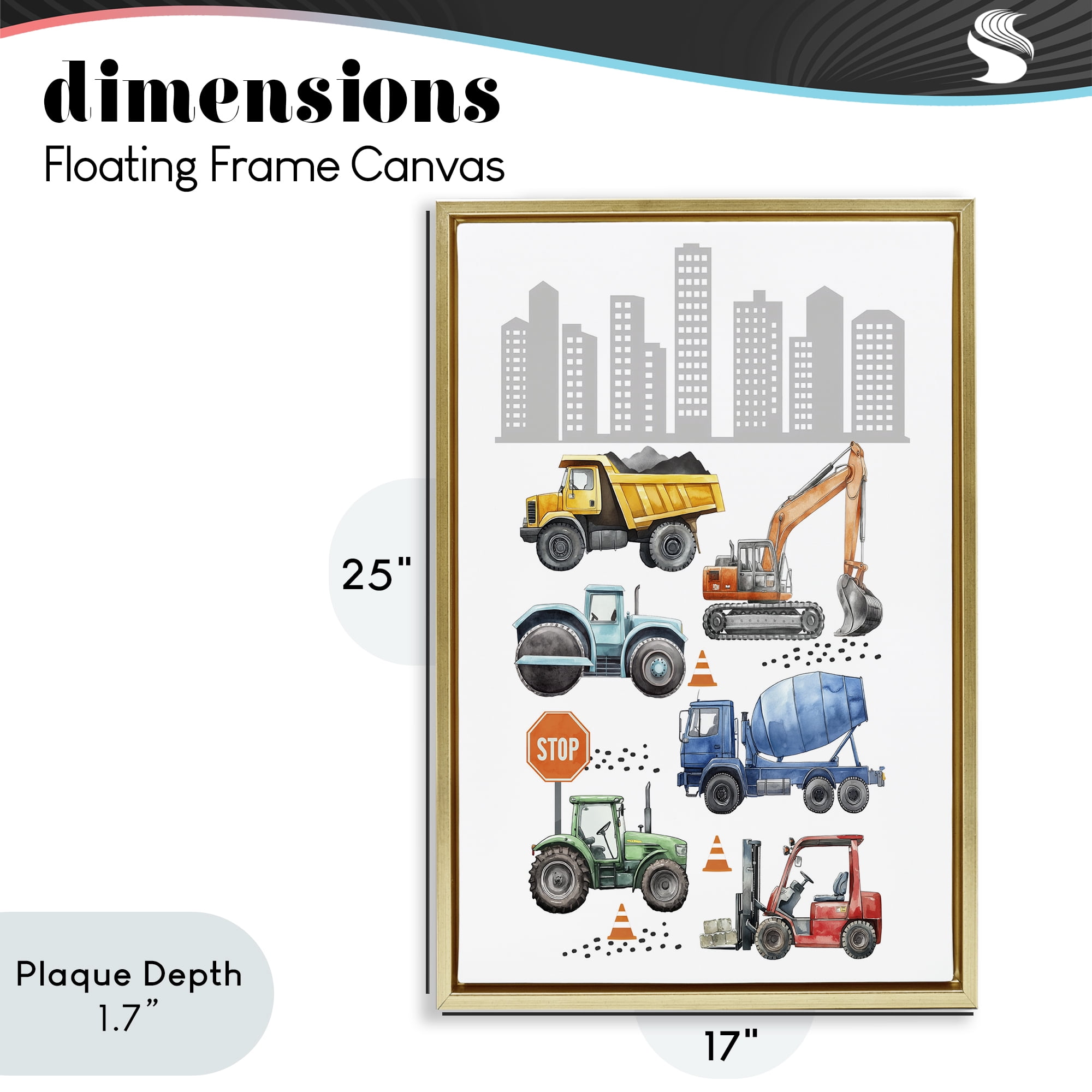 Stupell Industries City Keeps Moving Gold Framed Floater Canvas Wall Art, design by Christine Simpson Art