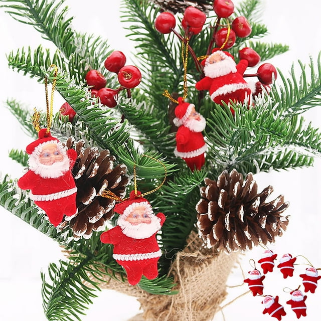 Adornos del árbol de Navidad de Papá Noel | Juego de 6 colgantes colgantes rojos de Papá Noel | Decoraciones navideñas pintadas de forma caprichosa de 1,97" x 1,38" para la oficina en casa | Pintura