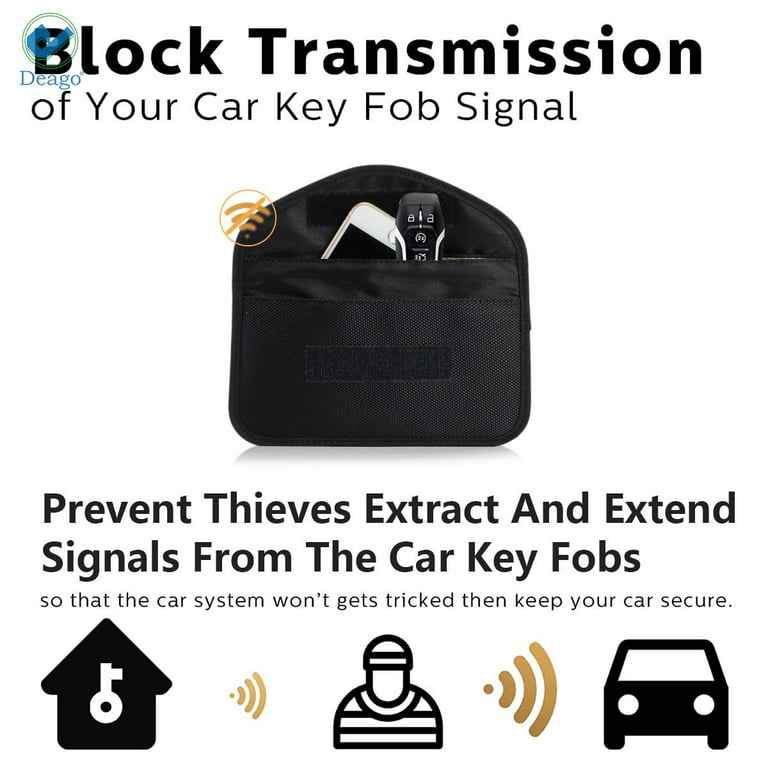 Deago Faraday Bags for Car Keys and Cell Phone, RFID Signal Blocking Key Pouch Wallet, Anti-Tracking Anti Theft Car Protection, Cell Phone Signal
