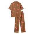 thumbnail image 7 of HAYIMI Women Christmas 2 Piece Pajama Set, Short Sleeve Lapel Button-Down Tops And Pants Set, Xmas Print Loungewear Sleepwear For Relaxed Evenings, 7 of 7