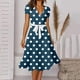thumbnail image 4 of Puntoco Vestido De Manga Corta Con Cuello En V, Vestido Sexy Con Estampado De Lunares Y Manga Corta Con Cuello En V Para Mujer Verde S, 4 of 4