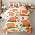 thumbnail image 2 of Erosebridal Kawaii Capybara Quilt Full for Boys Girls, Summer Leaf Plant Full Bedspread Sets, 3 Pieces, 2 of 7