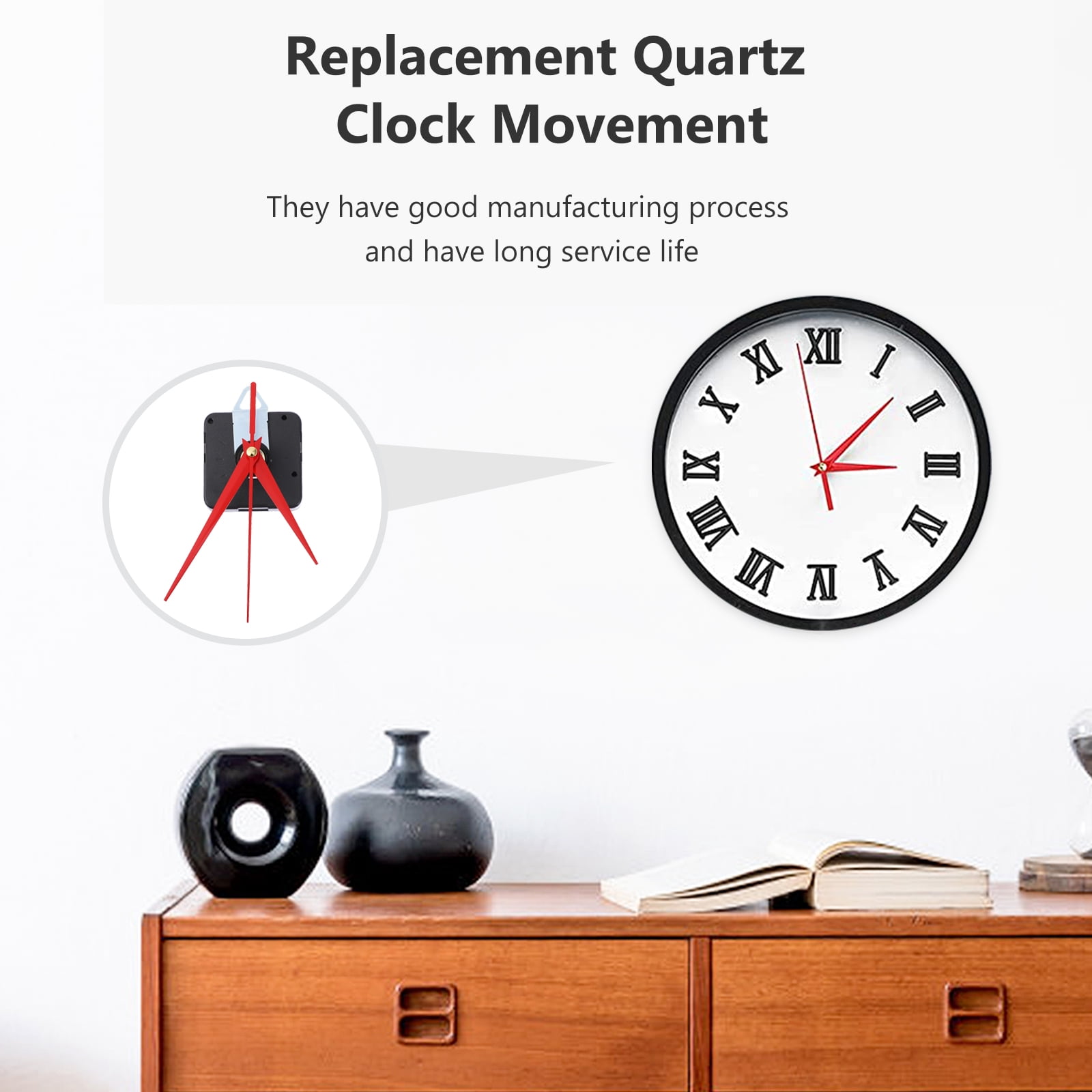 2 Count Vintage Mechanism Wall Clock Quartz Clock Movement 23X7CM