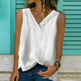thumbnail image 1 of PENGXIANG Hauts en Lin Imitation pour Femmes Chemise Sans Manches Col en V Ample, 1 of 6
