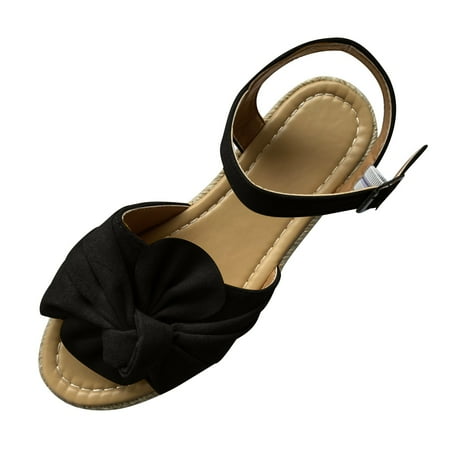 

Sandals for Women Clearance Woman Summer Sandals Open Toe Casual Platform Wedge Shoes Casual Bow