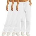 thumbnail image 2 of 3 Pack Womens Baggy Fashion Sweatpants Casual Solid Color Loose Running White Wicking Breathable Sweatpants S-2XL, 2 of 6