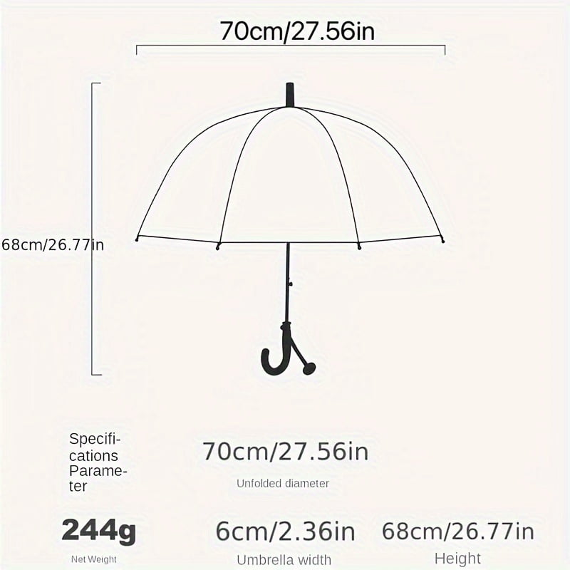 Kids Clear Transparent Rainbow Umbrella, Easy-Grip Handle, Durable Fiber Frame, Compact Children's Rain Umbrella for School & Travel, Boys & Girls