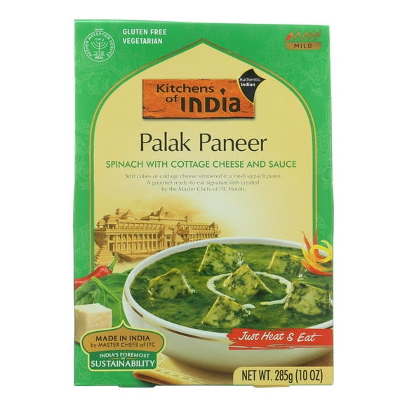 Kitchens of India, Palak Paneer, Spinach with Cottage Cheese and Sauce, Mild, 10 oz (285 g)