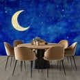 thumbnail image 3 of Prxcm Peel and Stick Canvas Wallpaper Outer Space Galaxy Dark Blue Stars Moon Art Wall Mural Decor Self Adhesive and Removable 100"x 144", 3 of 5