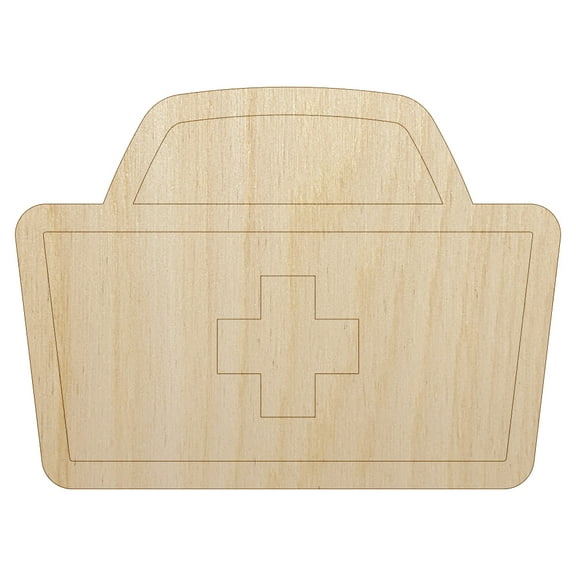 Nurse Cap Hat Wood Shape Unfinished Piece Cutout Craft DIY Projects - 4.70 Inch Size - 1/8 Inch Thick