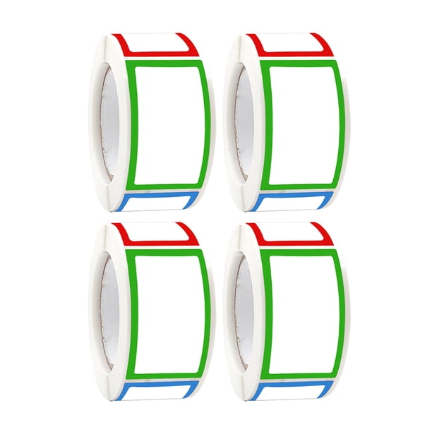 EeaseMX 4 rollos de etiquetas adhesivas para nombres, etiquetas rectangulares de colores, etiquetas para despensa