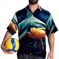 thumbnail image 4 of Starry Shark Men's Short Sleeve Hawaiian Beach Shirts, Casual Printed Button Down Spread Collar Tops, Summer Unisex Style, 4 of 6