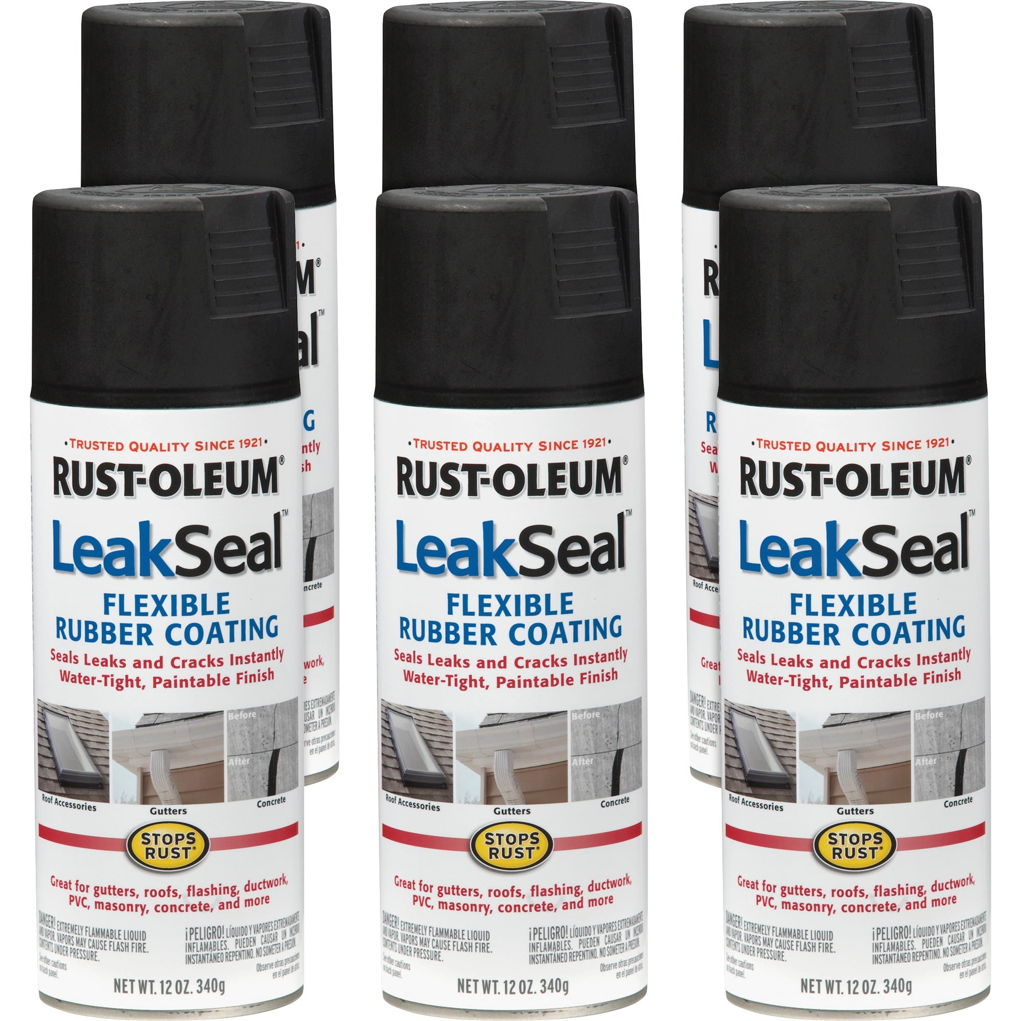 RustOleum Rubber Coating Flexible Paintable Finish 12 oz 6/CT Black 265494CT