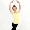 thumbnail image 2 of Liweisiy Girl's Dance Crewneck Shirts Slim Fit Short Sleeve Solid Color Tees Summer Breathable Workout Athletic Sweatshirts Yellow 14 Years, 2 of 7
