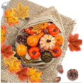 thumbnail image 4 of Calabazas artificiales para decoración, calabazas falsas con hojas de arce realistas, calabazas falsas, verduras artificiales para guirnaldas de otoño, decoraciones de Halloween y Acción de Gracias, 4 of 6