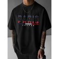 thumbnail image 1 of Camiseta informal con bloques de color inspirados en París para hombre. Poliéster transpirable, lavable a máquina. Cuello redondo y manga corta. Ideal para uso diario y deportivo. Para adultos, hombre, 1 of 6