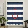 thumbnail image 4 of Navy Blue Striped Semi Sheer Curtains Drapes for Living Room,Bedroom,French Doors Window 45 Inches Long,Red Beach Nautical Anchor Ocean Coastal Rod Pocket Chiffon Curtain Drapery Voile Drape Panel, 4 of 6