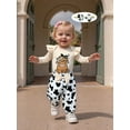 thumbnail image 4 of BemeyourBBs Newborn Baby Girl Cowgirl Outfits Western Cow Embroidery Romper Pants Bow Headband Fall Clothes Clothes, 4 of 9