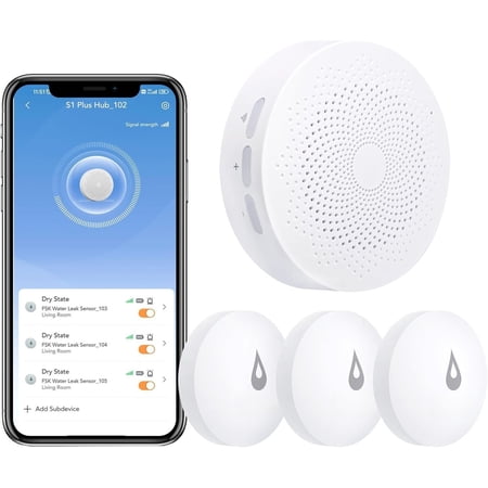 WiFi Water Detector, 3 Pack Water Sensors with Leak Alert Email&SMS Notification, 100dB Adjustable , 100M Transmission for Basement, Bathroom, Laundry, IFTTT