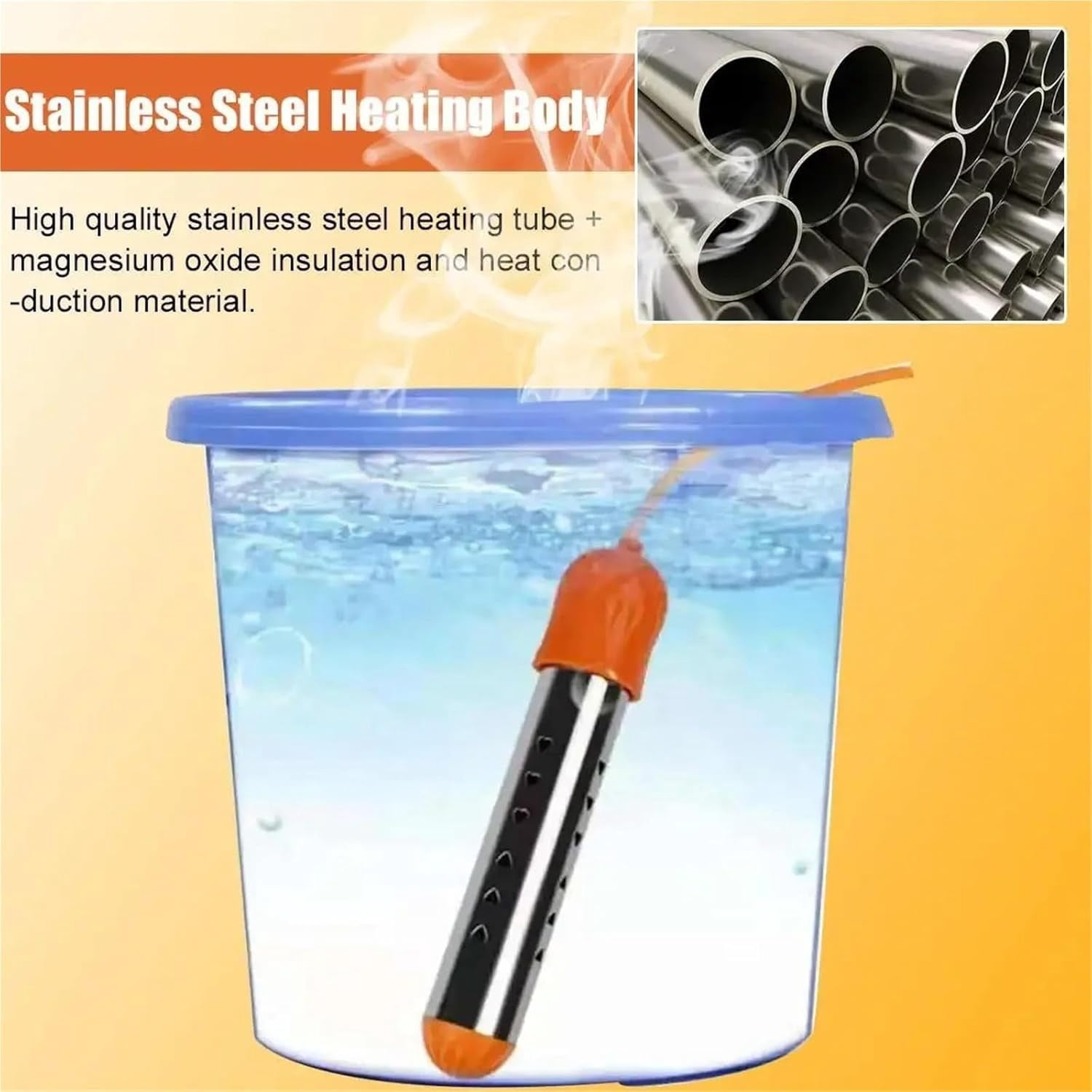 3000W Floating Electric Heater Boiler Water Heating Element Auto Power Off Immersion Suspension Bathroom Swimming Pool 220V(2500W-2)