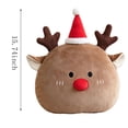 thumbnail image 4 of Plush Christmas Reindeer Throw Pillow with Santa Hat and Red Nose 15.74 inch Soft Cushion for Holiday Sofa Bedroom Winter Home Decor, 4 of 7