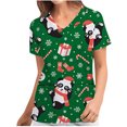 thumbnail image 2 of Puntoco Navidad Moda Mujer Cuello en V Casual Manga corta Impreso Bolsillos Señoras tops Blusa Puntoco Puntoco-5014, 2 of 6