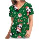 thumbnail image 4 of Pntutb Navidad Moda Mujer Cuello en V Casual Manga corta Impreso Bolsillos Señoras tops Blusa Pntutb Pntutb-5011, 4 of 6