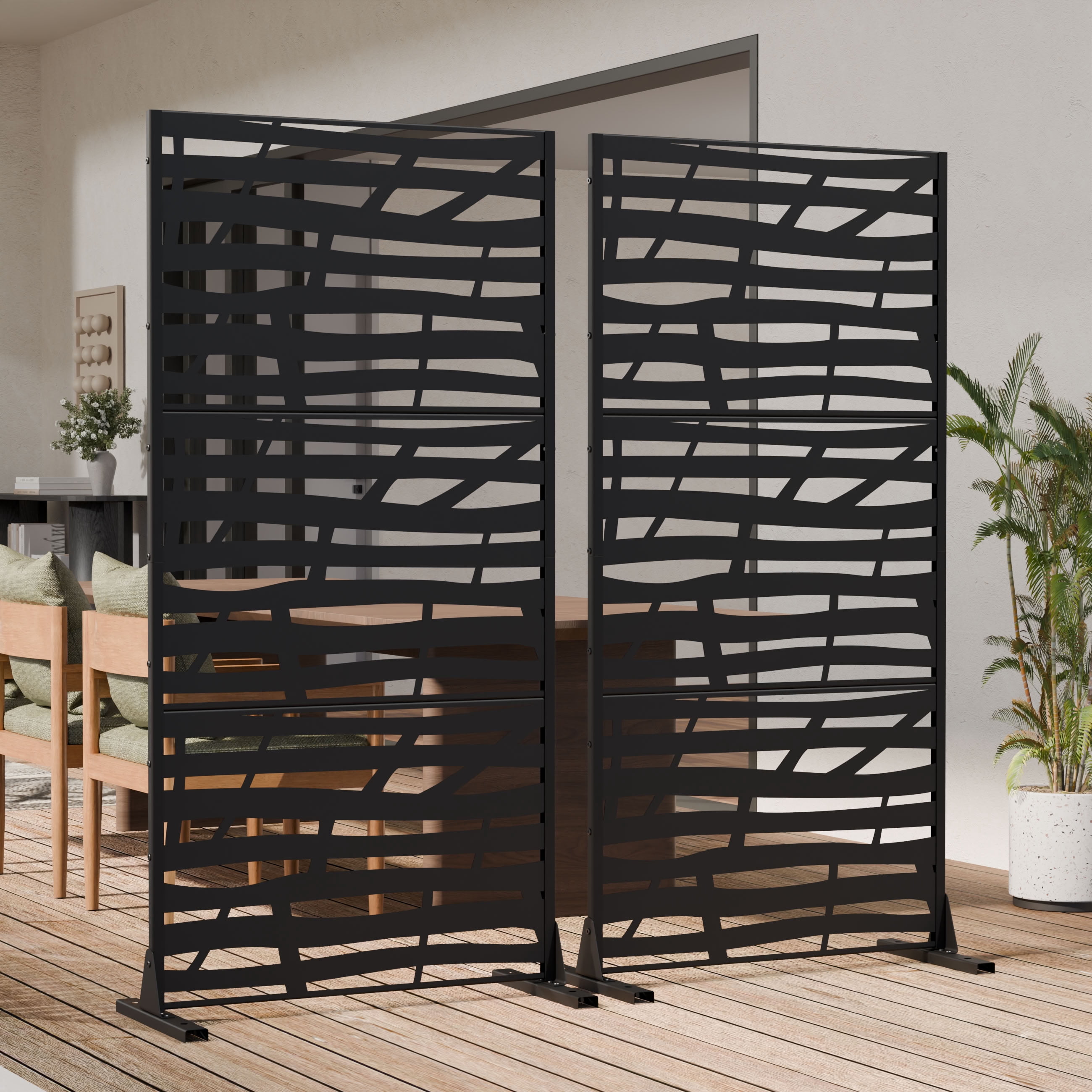 MAYEERTY 59*30in Outdoor Privacy Screen, Narrow Space Metal Privacy Panel, Privacy Divider for Patio, Balcony, Backyard, Garden