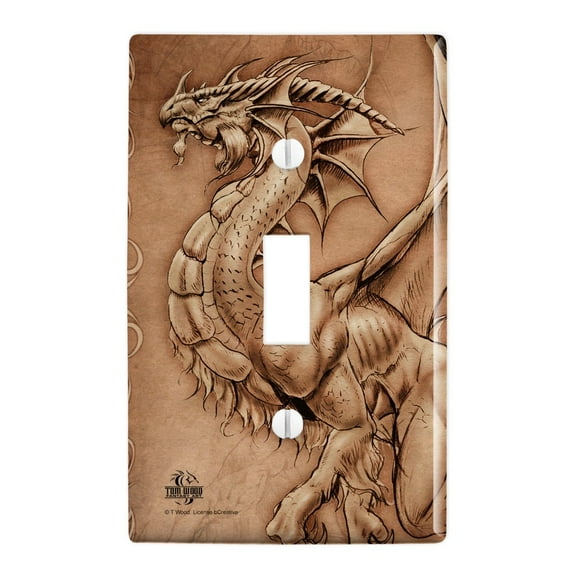 Dragon Parchment Fantasy Plastic Wall Decor Toggle Light Switch Plate Cover