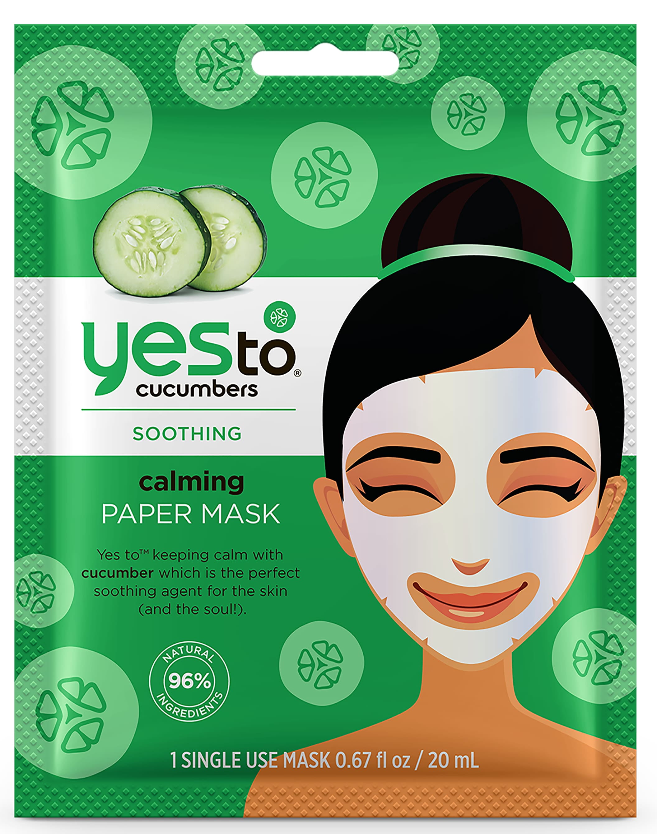 Yes To Cucumbers Calming Paper Mask Single Use Face Mask with Soothing