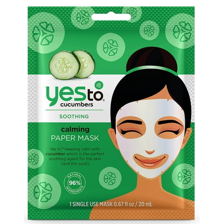 (2 pack) Yes To Cucumbers Calming Paper Mask, Single Use Face Mask
