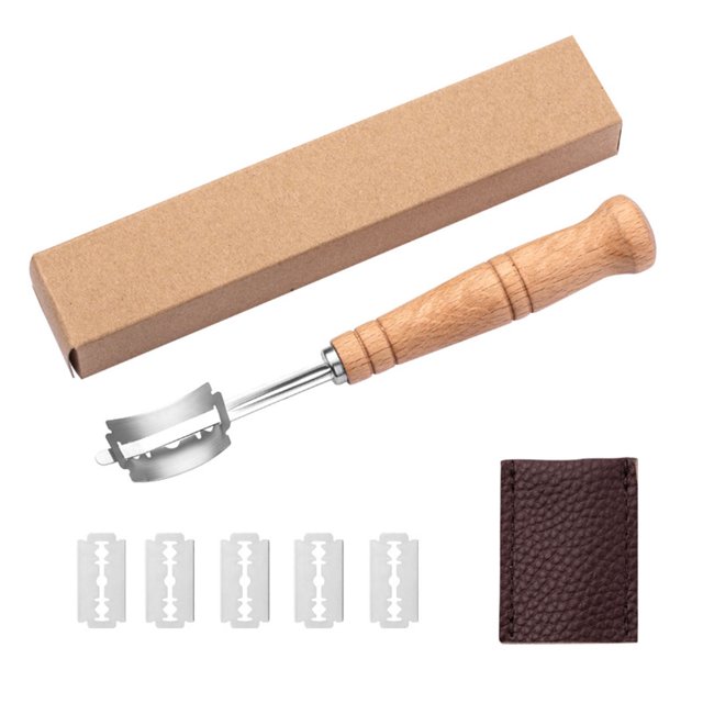 Herramienta para cortar pan Chamoist de 5 cuchillas premium - Herramienta artesanal para marcar masa de pan - Fácil de cortar y limpiar - Herramienta de acero inoxidable para marcar masa madre -