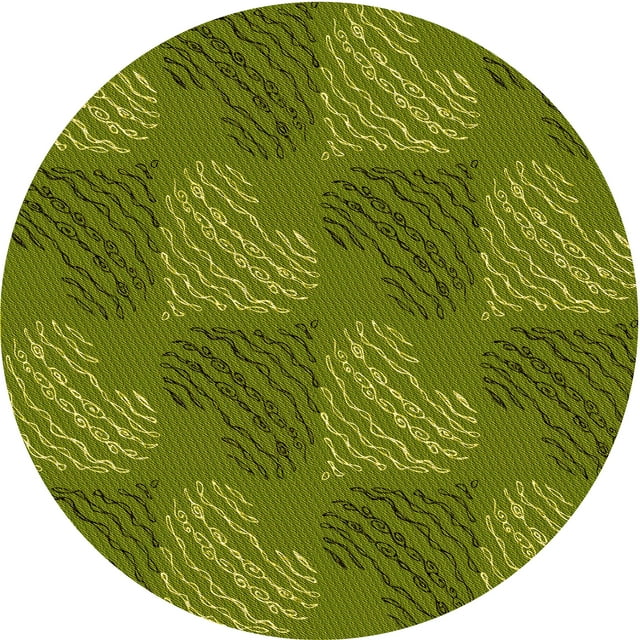 Ahgly Company Machine Washable Indoor Round Transitional Pistachio Green Area Rugs, 4' Round