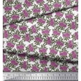 thumbnail image 2 of Soimoi Japan Crepe Satin Fabric Leaves & Floral Block Printed Fabric 1 Yard 42 Inch Wide, 2 of 3