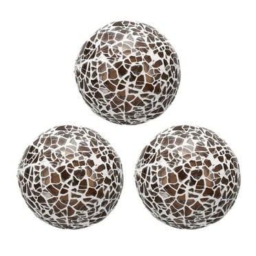 Uxcell 3Pcs Decorative Glass Balls 2.36 Inch Orbs Centerpiece Balls Mosaic Glass Ball Sphere for Decor Bowls Vases Dining Table Party, Dark Brown
