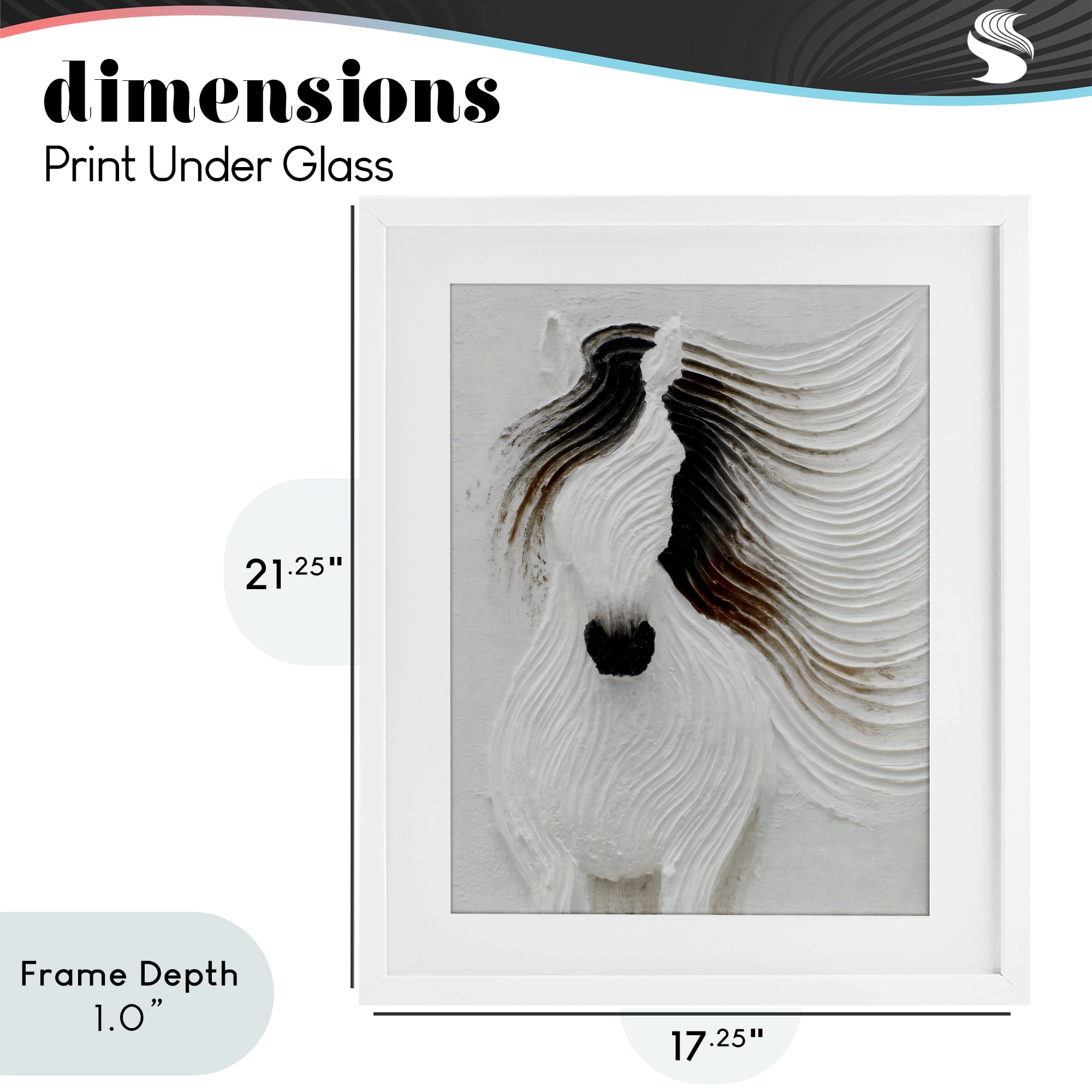 Stupell Industries Grooved Horse in Flowing Motion White Framed Print Under Glass, design by Ink Drop Loft