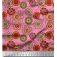 thumbnail image 1 of Soimoi Pink Cotton Duck Fabric Artistic Flower Mandala Print Fabric by Yard 56 Inch Wide, 1 of 3