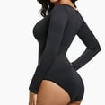 thumbnail image 4 of ITSAME Womens Shapewear Bodysuit, Buckle Adjustable Long Sleeve Scoop Neck Ultra Firm Romper Black 3XL, 4 of 6