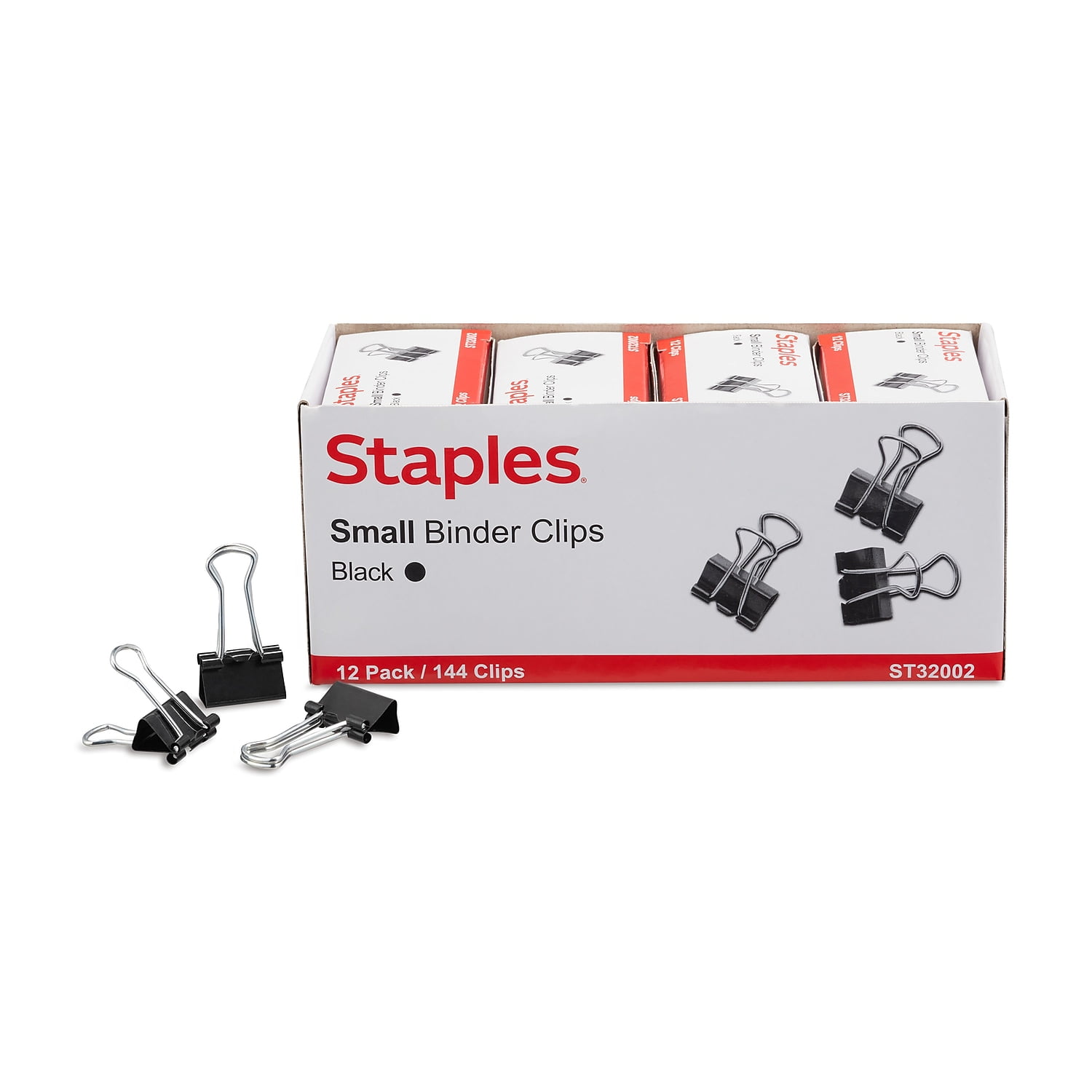 Staples Binder Clips Medium 1 1/4" Width 5/8" Capacity Black 103549 