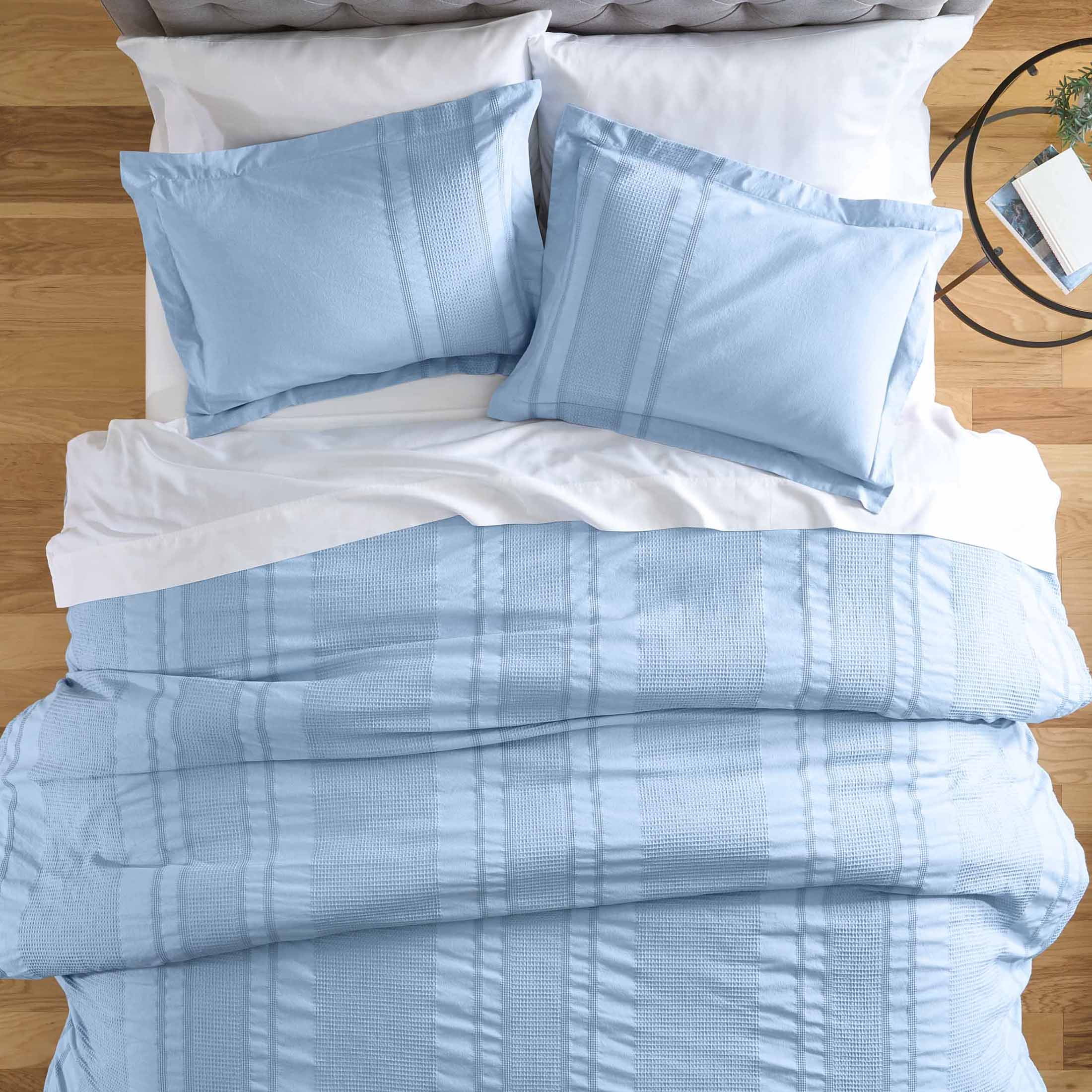 Better Homes & Gardens 3-Piece Blue Waffle Stripe Comforter Set, Adult King