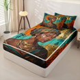 thumbnail image 2 of Castle Fairy Tribal African Woman Zipper Twin Comforter Sets with Fitted Sheet and 2 Pillowcases,Vintage Tribal Symbol Zipper Bedding Set,Orange Teal Gold,Grey Reversible,4-Piece, 2 of 6