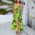 thumbnail image 2 of Sarapandan Floral Print Slit Dress Charming Adjustable Spaghetti Strap Sling Dress for Women Female Yellow M, 2 of 7