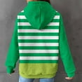thumbnail image 6 of DeHolifer Sweatshirts for Women Waffle Drawstring Strip Print Long Sleeve Hoodies Sweatshirts with Pocket Green 2XL, 6 of 6