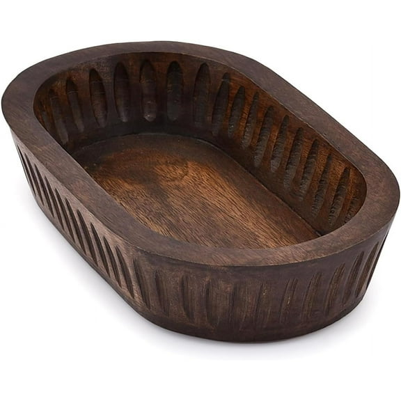 Mango Wood Decorative Bowls for Home Décor, Decorative Long Wooden Bowl for Table Centerpiece (10" x 6" x 2")$$Home Decor, Kitchen, & Other