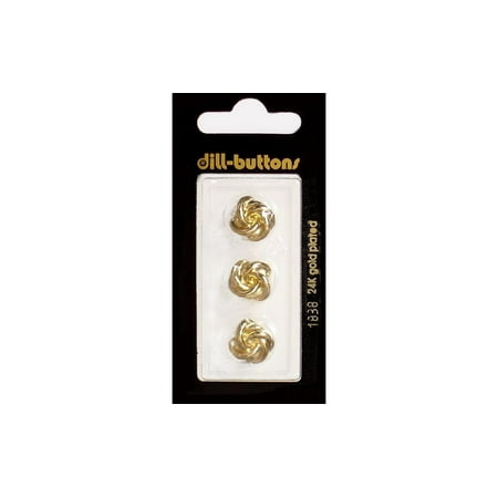 Dill Buttons 14mm 3pc Shank Metal Gold