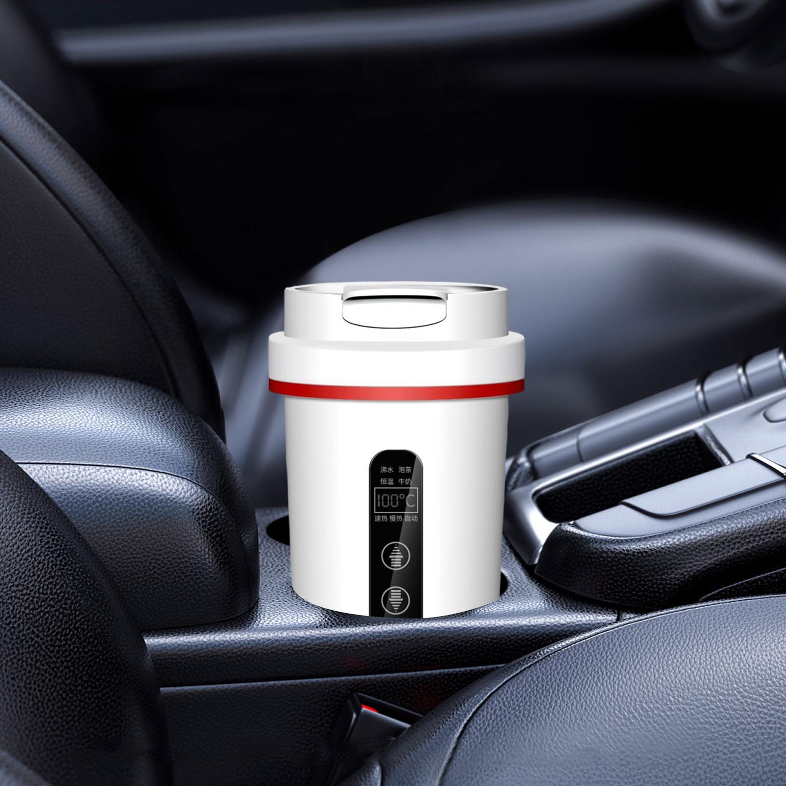 Fiocias Car Electric Kettle Small Hot Variable Temp Control for Camping Truck Heated Mug White