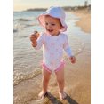 thumbnail image 6 of BemeyourBBs Toddler Baby Girl One-Piece Swimsuit with Sun Hat Set Infant Girls Bathing Suit Long Sleeve Rash Guard Flower Bow Print Ruffled Swimwear Summer Beach Wear, 6 of 9